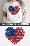 Leopard Print American Flag Heart | Fourth of July | PNG Sublimation File