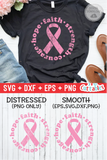 Hope Faith Strength Courage | Breast Cancer Awareness | SVG Cut File