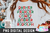 Reindeer Names Christmas | Sublimation PNG