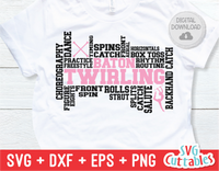 Baton Twirling Word Art | SVG Cut File