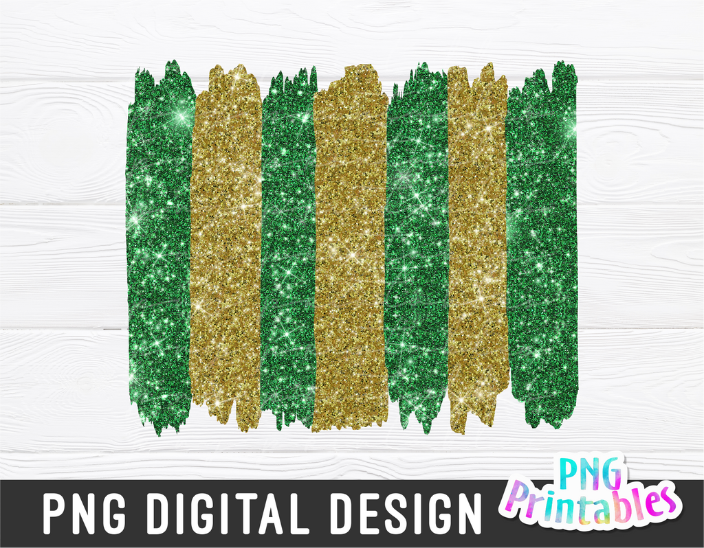 Green and Gold Brush Strokes | PNG Sublimation File