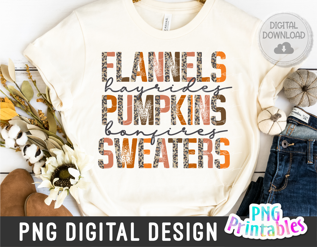 Flannels Hayrides Pumpkins Bonfires | PNG Sublimation File