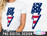 Flag Lightning Bolt | Fourth of July | PNG Sublimation File