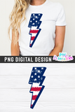 Flag Lightning Bolt | Fourth of July | PNG Sublimation File