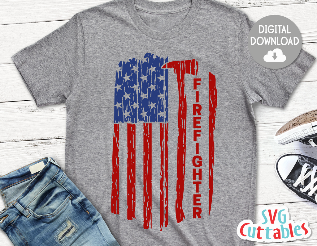 Distressed Flag | Firefighter | SVG Cut File