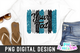 Aqua Silver Black Brush Strokes | PNG Sublimation File