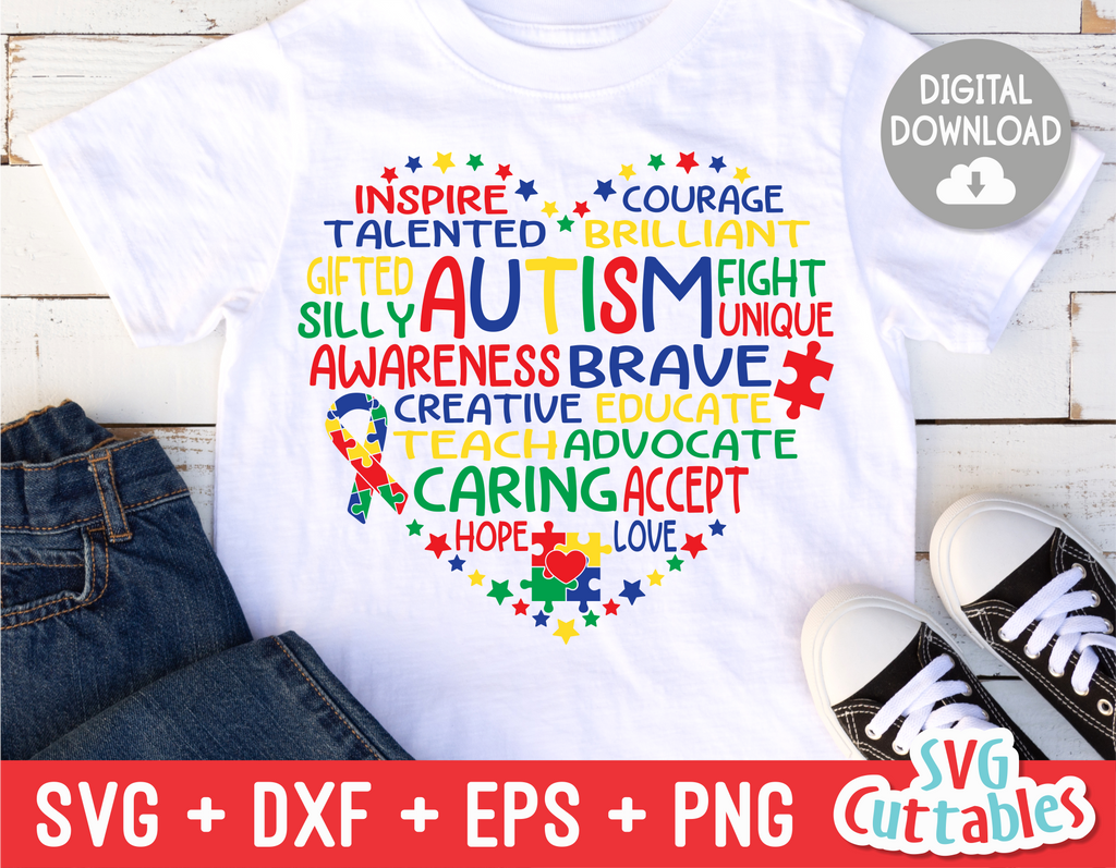 Autism Heart Subway Art  | SVG Cut File