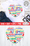 Autism Heart Subway Art  | SVG Cut File
