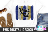 Blue Silver Gold Brush Strokes | PNG Sublimation File