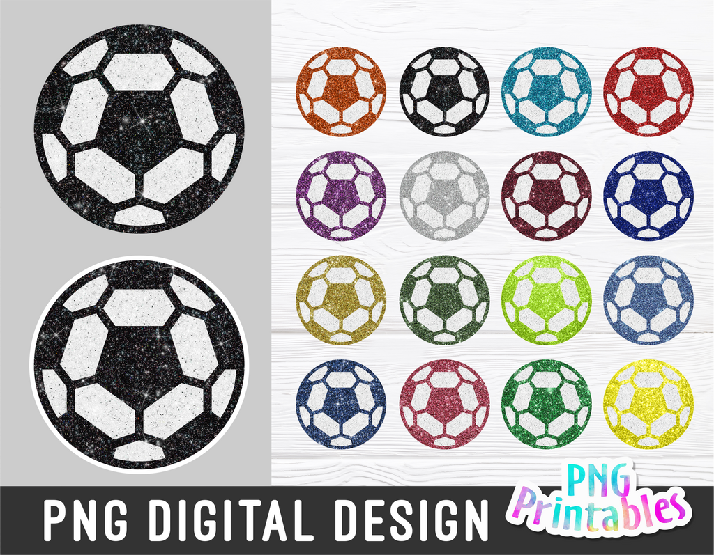 Glitter Soccer Ball PNG Bundle