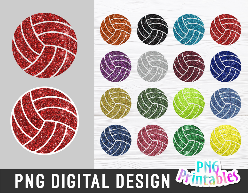Glitter Volleyball PNG Bundle