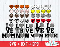 Sports Balls SVG  Love / Mom Hearts