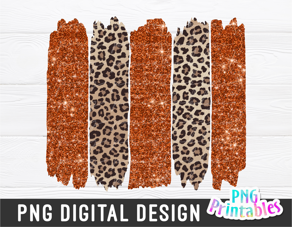 Orange and Leopard Brush Strokes | PNG Sublimation File