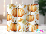 Fall Watercolor Pumpkins 20 oz Skinny Tumbler png Design - Sublimation Tumbler Wrap