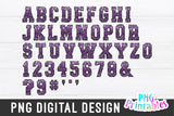 Sequin Sport Alphabet png Purple and black