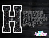 Glitter Sport Alphabet png Black and White
