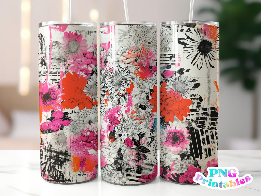 Punk Rock Floral 20 oz Skinny Tumbler png Design