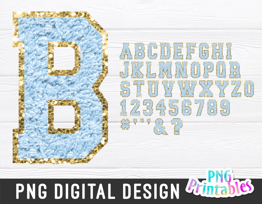 Chenille Alphabet png - Light Blue Alphabet