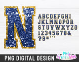 Sequin Sport Alphabet png - Royal Blue and Gold Alphabet