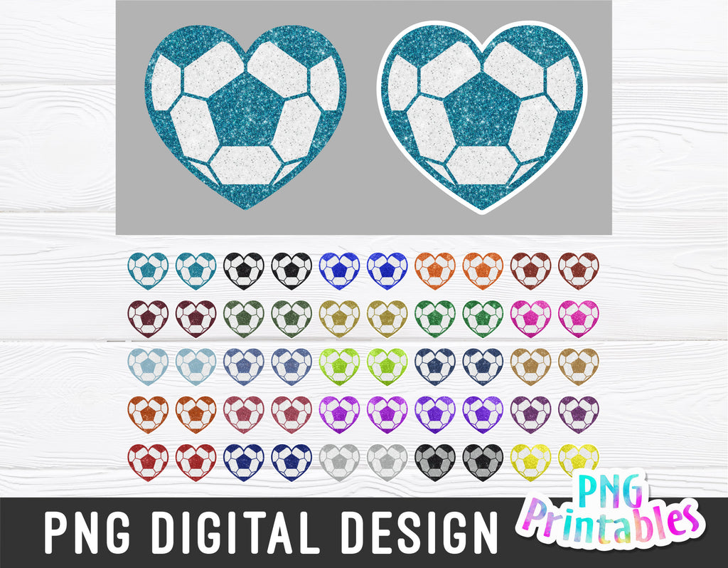 Glitter Soccer Ball Heart png Bundle