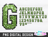 Sequin Sport Alphabet png Lime green and black