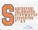 Chenille Alphabet png - Orange With Dark Gray Outline Alphabet