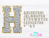 Chenille Alphabet Gray and Gold | Sublimation PNG