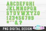 Chenille Alphabet Neon Green and Gold | Sublimation PNG