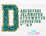 Chenille Alphabet Teal and Gold | Sublimation PNG