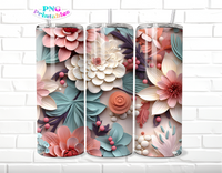 3D Floral 20 oz Skinny Tumbler - Sublimation Tumbler Wrap PNG