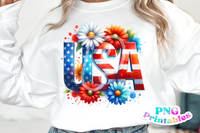 USA Daisies | Fourth of July | PNG Sublimation File