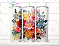 3D Floral 20 oz Skinny Tumbler - Sublimation Tumbler Wrap PNG