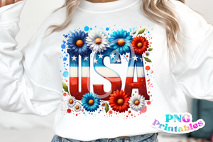 USA Daisies | Fourth of July | PNG Sublimation File