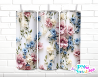 3D Floral 20 oz Skinny Tumbler - Sublimation Tumbler Wrap PNG