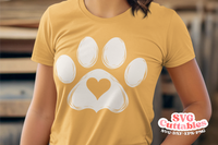 Paw Print With Heart | Dog Rescue SVG