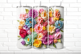 3D Floral 20 oz Skinny Tumbler - Sublimation Tumbler Wrap PNG