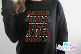 Reindeer Names Christmas | Sublimation PNG