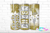 Cheer Glitter 20 oz Skinny Tumbler png Design -  Gold and Silver