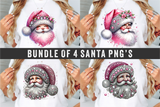 Pink Santas With Rhinestones and Glitter | Christmas Sublimation PNG