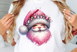 Pink Santas With Rhinestones and Glitter | Christmas Sublimation PNG