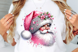 Pink Santas With Rhinestones and Glitter | Christmas Sublimation PNG