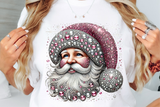 Pink Santas With Rhinestones and Glitter | Christmas Sublimation PNG