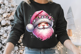 Pink Santas With Rhinestones and Glitter | Christmas Sublimation PNG