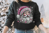 Pink Santas With Rhinestones and Glitter | Christmas Sublimation PNG