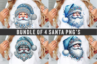 Blue Santas With Rhinestones and Glitter | Christmas Sublimation PNG