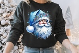 Blue Santas With Rhinestones and Glitter | Christmas Sublimation PNG