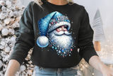 Blue Santas With Rhinestones and Glitter | Christmas Sublimation PNG