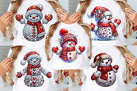 Red Snowman With Rhinestones and Glitter | Christmas Sublimation PNG