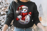 Red Snowman With Rhinestones and Glitter | Christmas Sublimation PNG