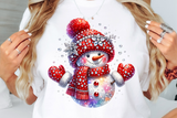 Red Snowman With Rhinestones and Glitter | Christmas Sublimation PNG